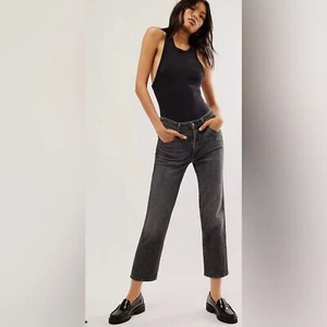 Free People Wrangler Wild West 603 High-Rise Straight Jeans Washed Black Size 27 - Picture 1 of 13