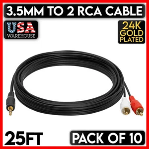 Cable de altavoz estéreo doble RCA AUX macho 10 piezas enchufe 3,5 mm enchufe a 2 RCA - Imagen 1 de 5