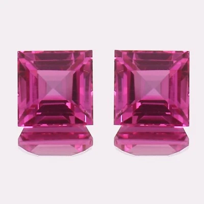 Zafiro rosa Ceilán natural 9 x 9 mm piedras preciosas sueltas corte cuadrado par a juego Foto 1 de 4