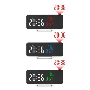 Projection Alarm Clock LED Mirror Clock with Environmental Data Projection - Picture 1 of 11