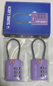 SURE LOCK TSA Reisegepäckschlösser, Inspektionsanzeige 2er-Pack lila - Bild 1 von 1
