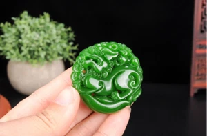 Natürlicher Jaspis handgeschnitzt "貔貅" "hetische Jade" PI xiu Anhänger Herren Damen Anhänger - Bild 1 von 5