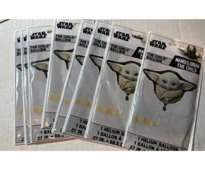 ⚡️STAR WARS Mandalorian Child SHAPED FOIL MYLAR BALLOON Party 👉 Lot Of 8👈 - Picture 1 of 2