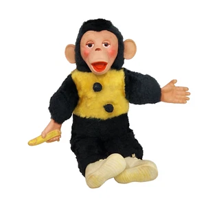 17" VINTAGE SUPERIOR RUBBER FACE MONKEY HOLDING BANANA STUFFED ANIMAL PLUSH TOY - Picture 1 of 9