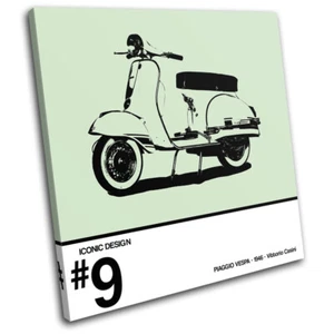 Iconico Design Vespa Scooter Retro Vintage TELA SINGOLA PARETE ARTE Stampa Fotografica - Foto 1 di 1