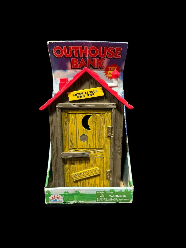 FUNRISE OUTHOUSE TALKING COIN BANK 1996 Sounds Real Voice