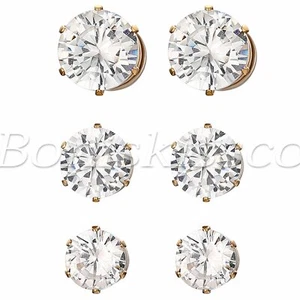 6pcs Women's Men's Unisex Round gold Cubic Zirconia Shinning Ear Studs Earrings - Picture 1 of 10