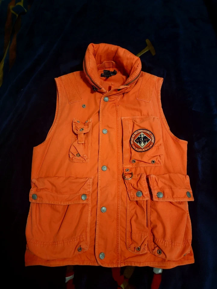 Polo Ralph Lauren Chaleco Chaqueta Carga Utilidad Marina Naval Naranja Militar RARO M Foto 1 de 3