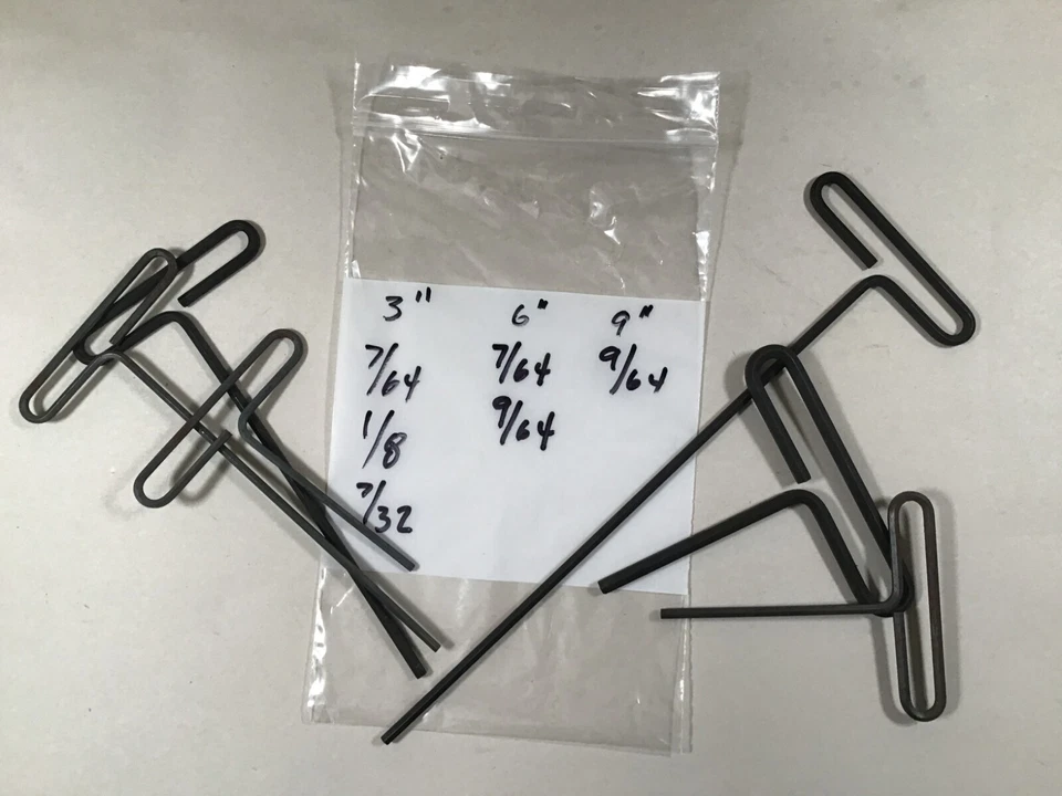 T-Handle Hex Key collection  7/64, 1/8, 7/32, 7/64, 9/64, 9/64     R1L6B6 - Image 1 of 1