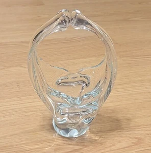 Vintage Hand Blown Clear Art Glass Basket Handled Candy Bowl - Picture 1 of 7