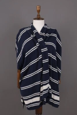 Suéter Cárdigan Lauren Ralph Lauren Azul Rayas Seda Cachemira Tejido Capa Talla S Foto 1 de 4