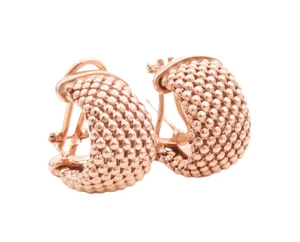 925 Sterling Silver Vintage Earrings Rose Gold Plated Woven Hoops EG13217 - Picture 1 of 7