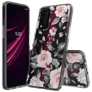 Per T-Mobile REVVL V+ PLUS 5G - Custodia rigida in gomma TPU premium rosa fiori rosa - Foto 1 di 5