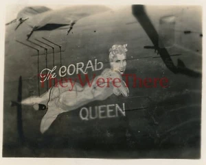 WWII photo- B 24 Liberator Bomber plane Nose Art - THE CORAL QUEEN* - Picture 1 of 2
