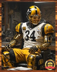 Pittsburgh Steeler - Robot Futurista - Arte por Firmar - Letrero de Metal 11 x 14 - Imagen 1 de 4