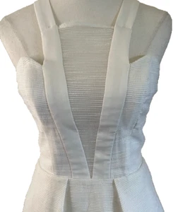 Seduce Womens White Textured V Sheer Neck Mini Dress Size 6 Party Textured - Picture 1 of 9