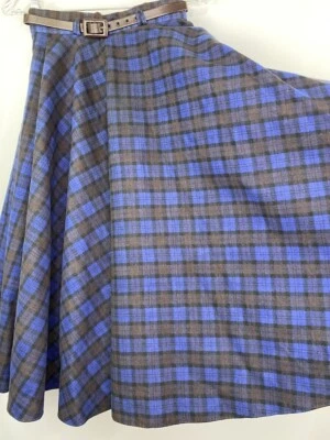 Falda Círculo A Cuadros De Colección ELAINE Original Valley Lane Paris Cinturón de Fieltro Crinolina Foto 1 de 4