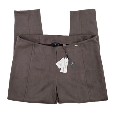 Tahari Pants Plus Size 1X Gray Faux Leather Pants Pull On Mid Rise Ankle NEW - Image 1 of 4