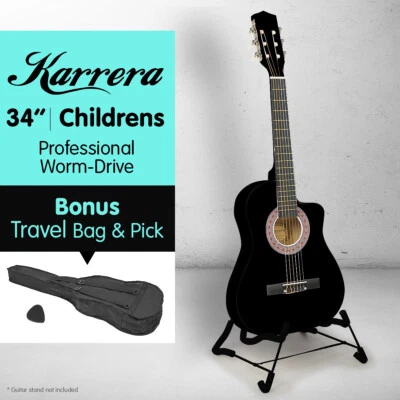 NEW Karrera CHILDRENS ACOUSTIC GUITAR IDEAL KIDS GIFT 1/2 size Black Picks Bag - image 1 of 4