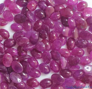 Ruby Cabochons Oval, Natural loose gemstones in sizes 5X3mm to 9X7mm, AA Quality - Picture 1 of 7