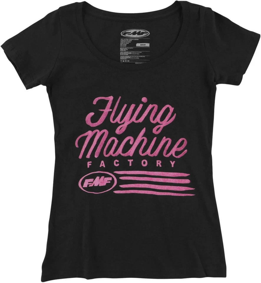 NOS FMF RACING 509014 SCRIPT SCOOP NECK T-SHIRT BLACK PINK SIZE WOMENS MED - Image 1 of 1