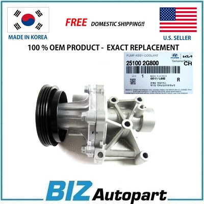 Genuine Water Pump for 2011-15 Hyundai Sonata 2011-16 Optima HYBRID 25100-2G800 - Image 1 of 4