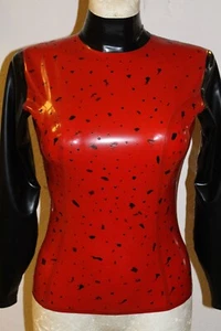 LATEX DAMEN TOP, RUBBER LATEX TOP MIT STEHKRAGEN UND REISSVERSCHLÜSS GR:XS-XXL - Bild 1 von 2