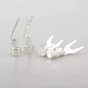 4PCS Silver Plated Spade Plug Hifi Audio Speaker Cable Y Fork Terminal Connector - Picture 1 of 8