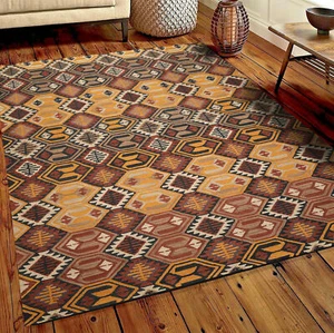 Multi Sizes Handmade 100% Wool Southwestern Modern Oriental Area Rug Rust Gold - Picture 1 of 10