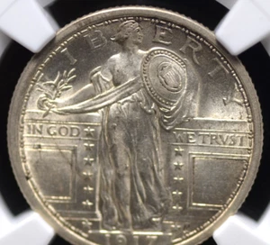 1917 TYPE 1 STANDING LIBERTY QUARTER NGC MS 62 FULL HEAD PUFFY WHITE WITH WISPY - Picture 1 of 7