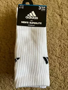 Adidas Mens Cushioned Aeroready Crew Socks White Black Grey 3 Pr Sz 6-12 Large - Picture 1 of 5