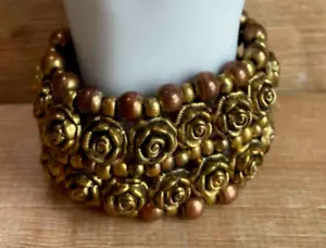 Vintage gold- und kupferfarbenes rosa Armband - Bild 1 von 4