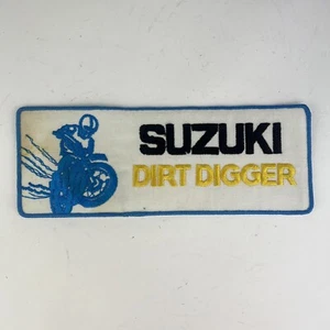 Vintage Kawasaki Motorcycle 10” Back Patch Dirt Digger Blue Yellow Embroidered - Picture 1 of 6