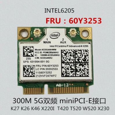 IBM T420i T520 X220I x1 HP 8760p 5330m INTEL 6205 62205ANHMW Wireless Wifi Card - Image 1 of 4