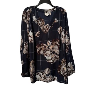 Junarose Womens Floral Long Sleeve Blouse Sz 20 blue multi floral women top - Picture 1 of 12