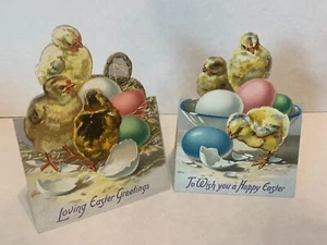 PASCUA, pollitos con huevos tarjetas de felicitación, lote de 2 tarjetas Tuck circa 1905 - Imagen 1 de 4