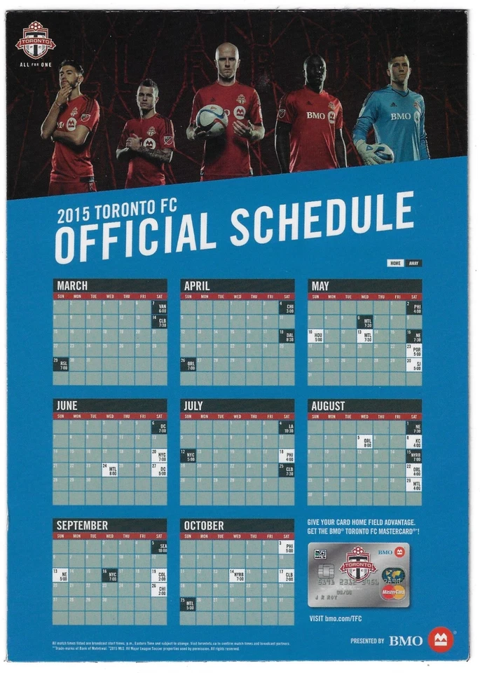 RARE 2015 Toronto FC MLS MAGNET Soccer Schedule !!! BMO — 第 1/1 张图片