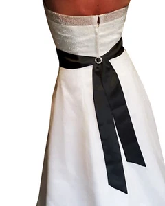 BLACK Satin Wedding Fancy Dress Party Ribbon Sash Wrap Tie Belt Band Bow - Picture 1 of 20