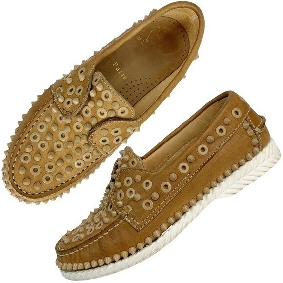 Mocasines planos Christian Louboutin Yacht Spikes cuero coñac becerro 36,5 Foto 1 de 4