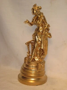 vintage metal sculpture Paris France mfg. antique style lady elegant woman - Picture 1 of 12