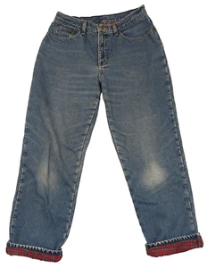 Vintage LL Bean Damen Flanell gefütterte Jeans Double L weites Bein Gr. 12R blau 29x27 - Bild 1 von 15