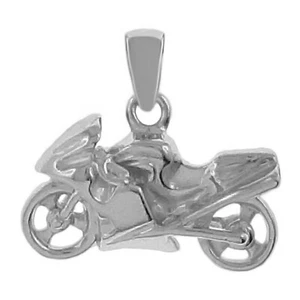 Pendentif Moto de course en Argent 925 rhodié - CHAÎNE en OPTION - Mixte - Imagen 1 de 13
