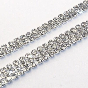 SS8 1M Diamante Diamante Cristal Cadena Boda Pastel Tela Accesorio PLATEADO - Imagen 1 de 1