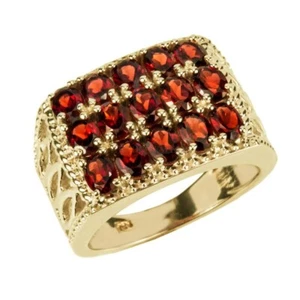 Natural Garnet Gemstone with 14K Gold Plated Silver Ring for Men's #872 - Picture 1 of 12