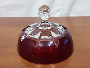 EAPG Ruby Stained TRUNCATED CUBE Thompson Glass BUTTER DISH Lid Cover Dome - Picture 1 of 2