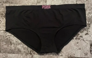 NWT VICTORIA'S SECRET PINK LARGE BLACK LOGO YOGA SEAMLESS RARE HIPSTER PANTIES - Picture 1 of 3