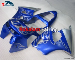 Carenados de bicicleta deportiva azul llama plateada para ZX-6R 1998 ZX6R 636 carrocería para ZX-6R 1998 - Imagen 1 de 1