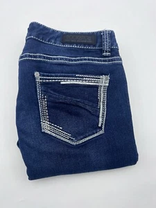 Rock & Roll Jeans Womens 31x34 Cowgirl Bootcut Mid Rise Dark Blue Denim Western - Picture 1 of 14