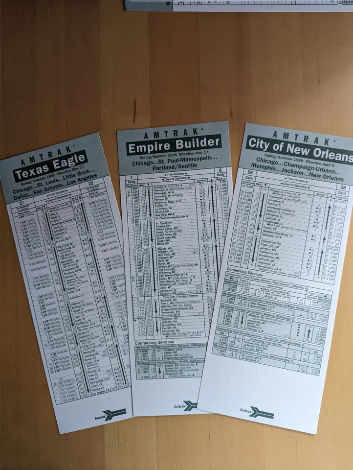 Amtrak Timetables Set of 3 Different effective May 17, 1998 Lot C - Image 1 of 1