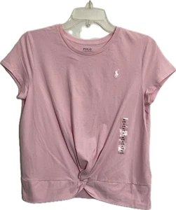 Polo Ralph Lauren Big Girls T Shirt Crop Twisted Front Top Pink Size XL (16) - Picture 1 of 5
